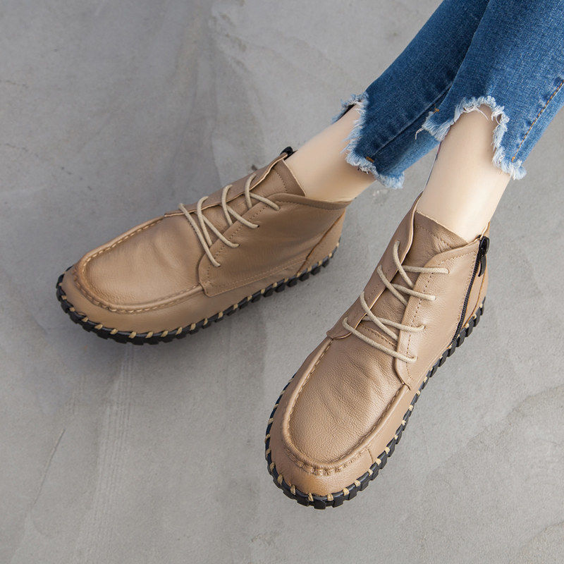 Women'S Shoes Chelsea - Real Leather Boots Women's Autumn Lace