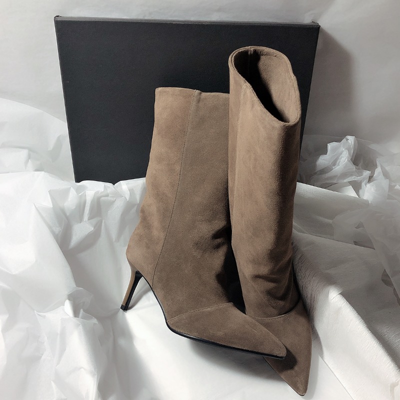 Knee High Boots Women - 2025 New Luxury Suede Winter Street