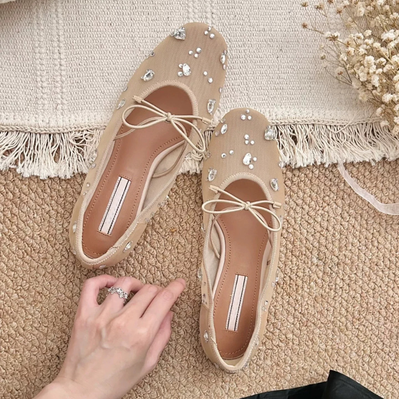 Shoes For Women Flats - Diamond Luxury Mesh Mules Sandals Women