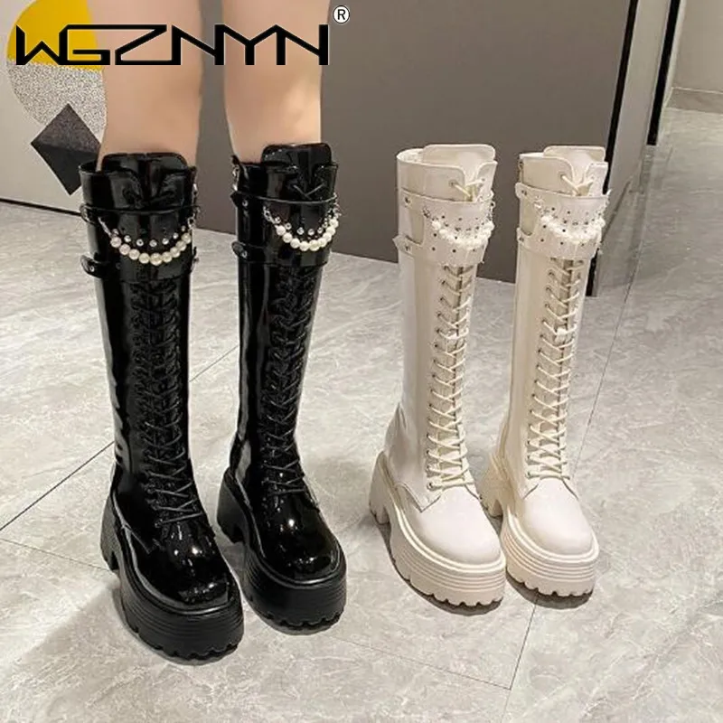 Knee High Boots Women - Winter Leather Warm Plush Boots Women
