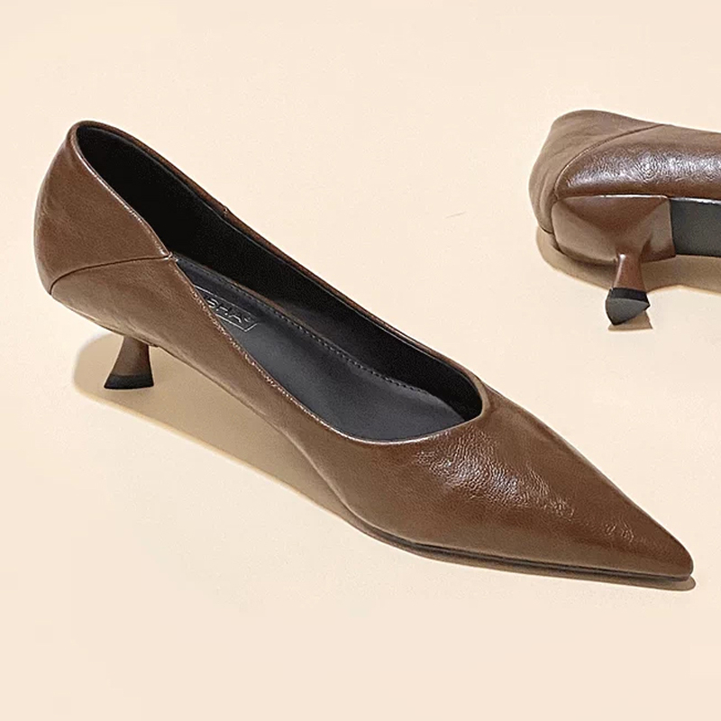 Slingback Pumps Women - French Elegant Pointed Toe Soft Leather