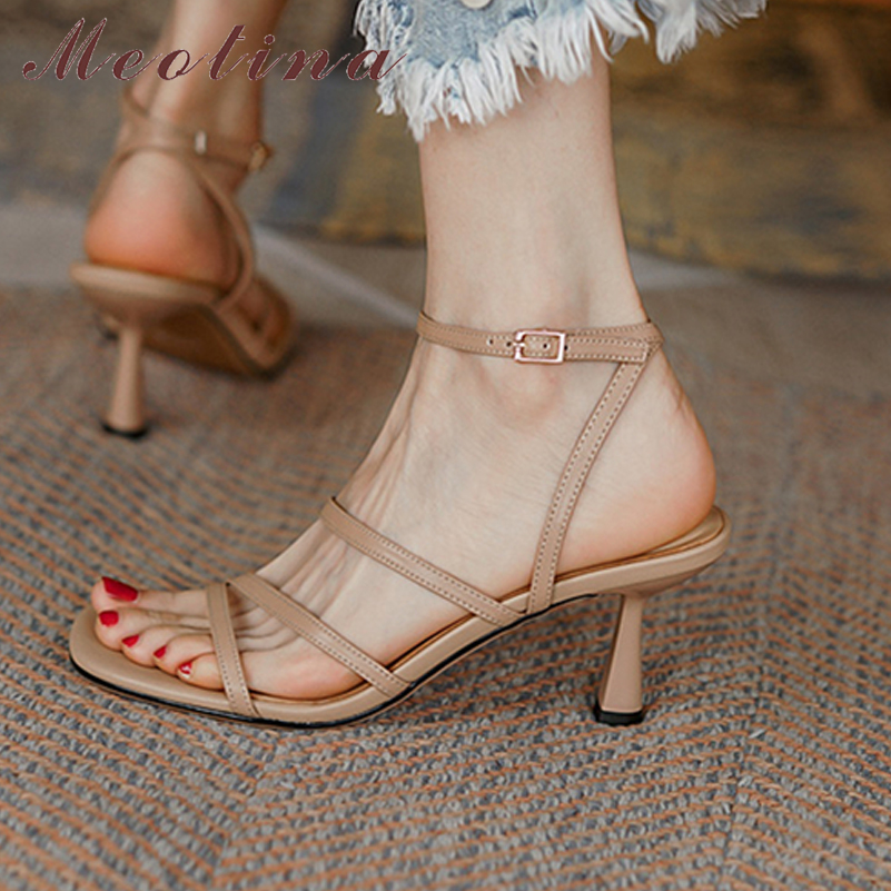 Square Toe Mule - Meotina Sandals Women Shoes Square Ankle