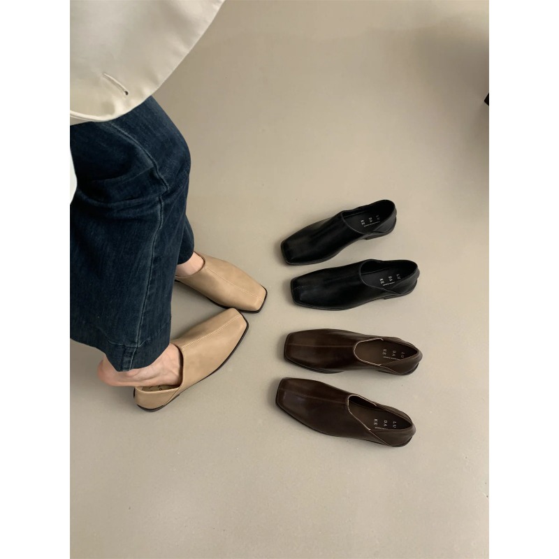 Retro Square Head Flat Leather - đánh giá và giá Shoes For Women Flats