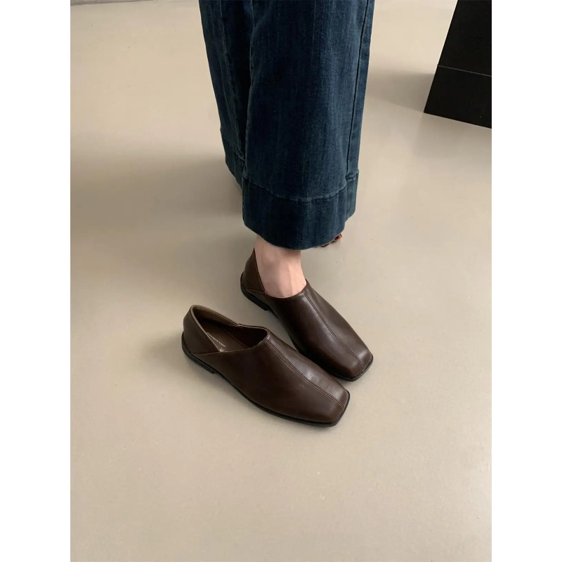 Retro Square Head Flat Leather - đánh giá và giá Shoes For Women Flats
