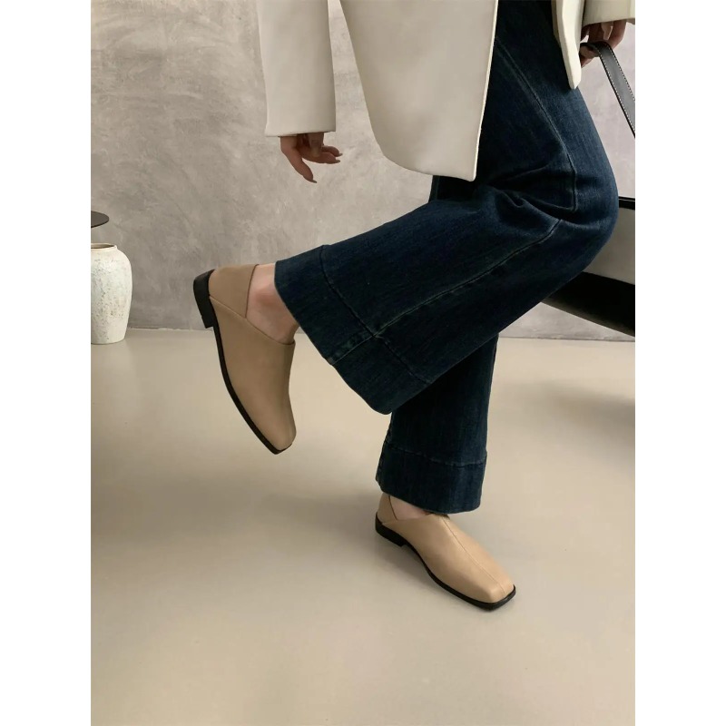 Retro Square Head Flat Leather - đánh giá và giá Shoes For Women Flats