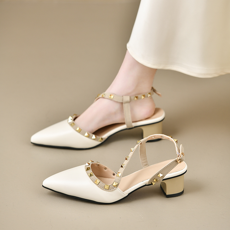 Women Shiny Back Buckle Strap  - đánh giá và giá Metallic Heel Sandal