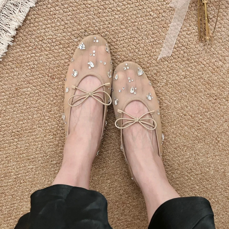Diamond Luxury Mesh Mules Sand - đánh giá và giá Shoes For Women Flats
