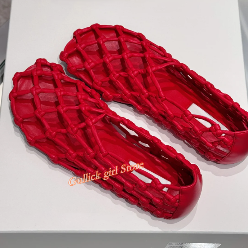 French Woven Mesh Hollow flat  - đánh giá và giá Slingback Pumps Women