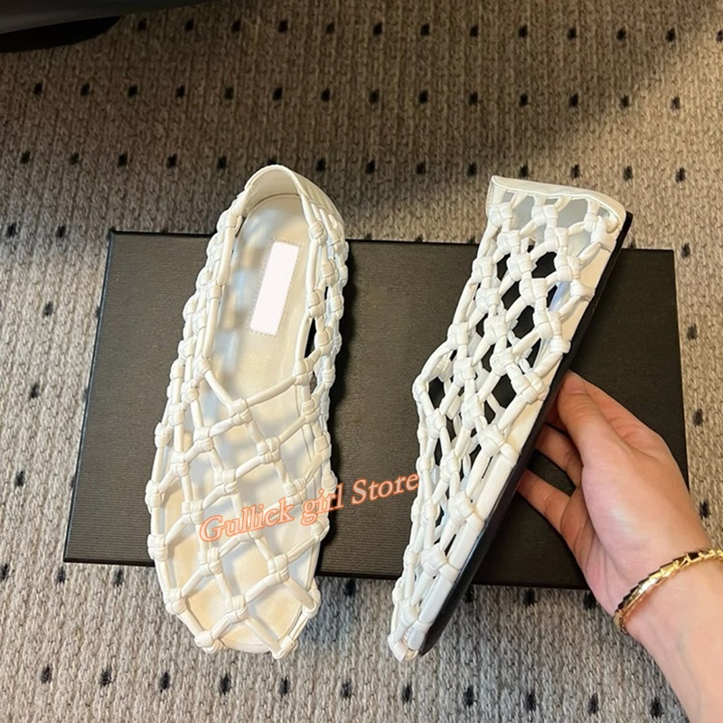 French Woven Mesh Hollow flat  - đánh giá và giá Slingback Pumps Women