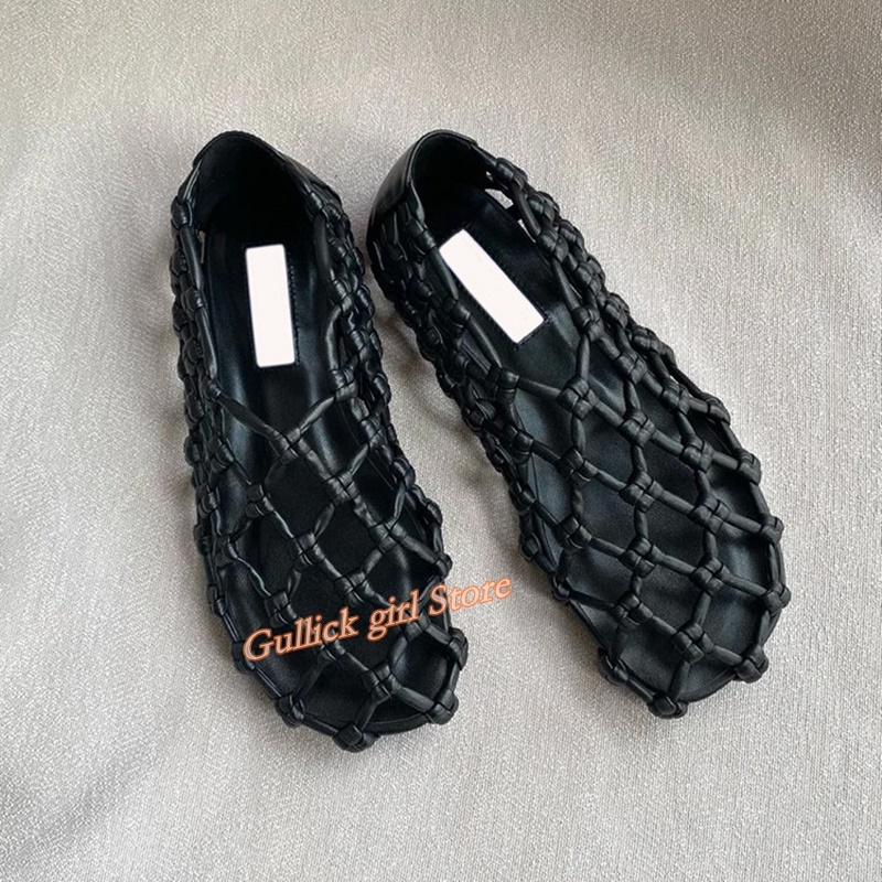 French Woven Mesh Hollow flat  - đánh giá và giá Slingback Pumps Women