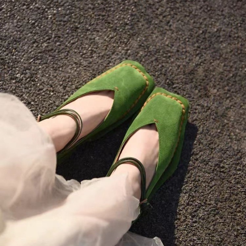 Retro Square-toe Shallow-mouth - đánh giá và giá Slingback Pumps Women