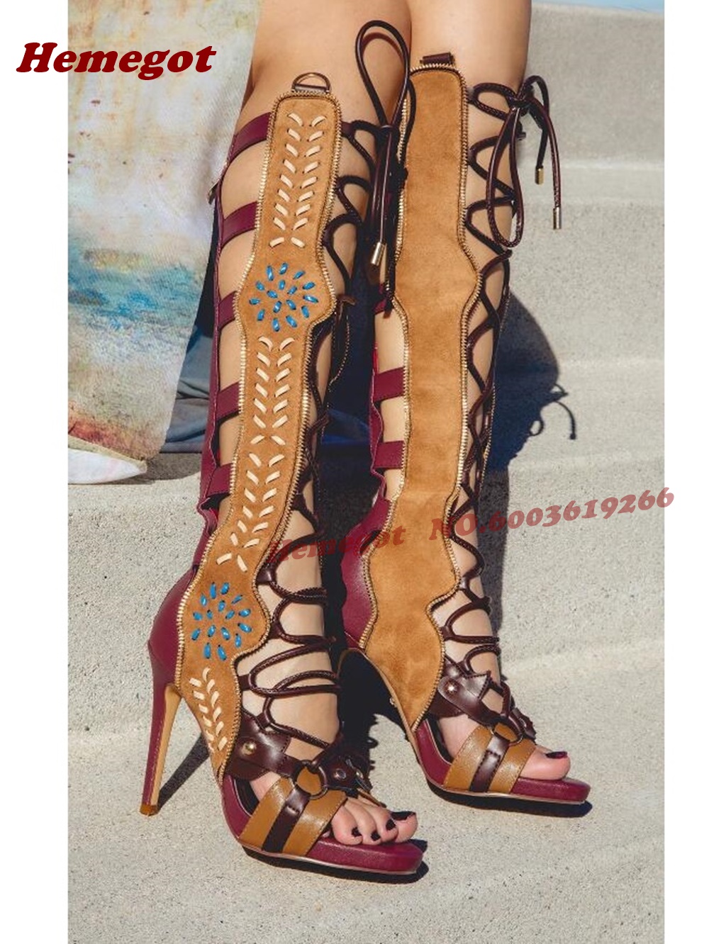 Bohemian Embroidered Gladiator - đánh giá và giá Knee High Boots Women