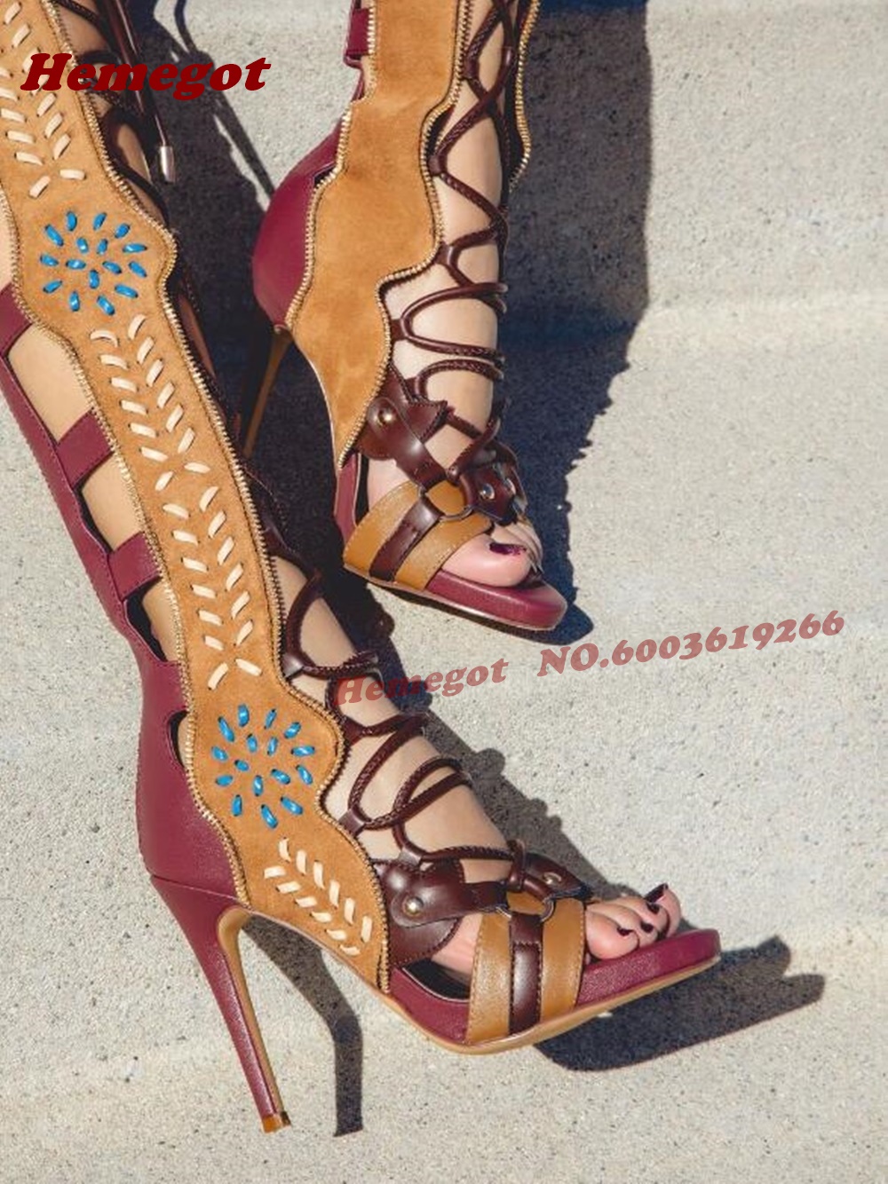 Bohemian Embroidered Gladiator - đánh giá và giá Knee High Boots Women