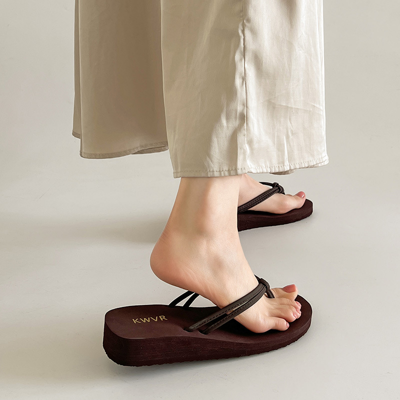 Women Brown Flip Flops Summer  - đánh giá và giá Thong Flat Sandal