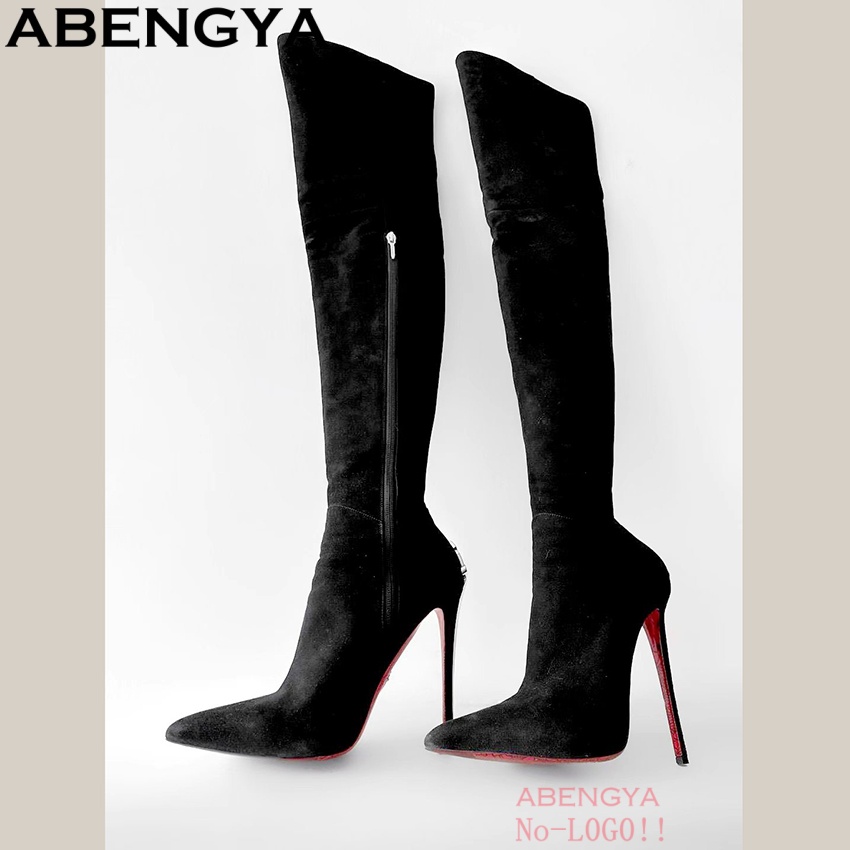 ABENGYA Sexy Black Suede Leath - đánh giá và giá Knee High Boots Women
