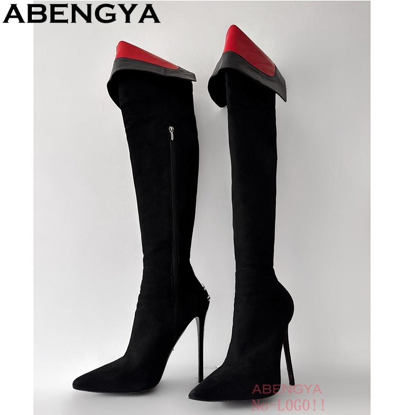 ABENGYA Sexy Black Suede Leath - đánh giá và giá Knee High Boots Women