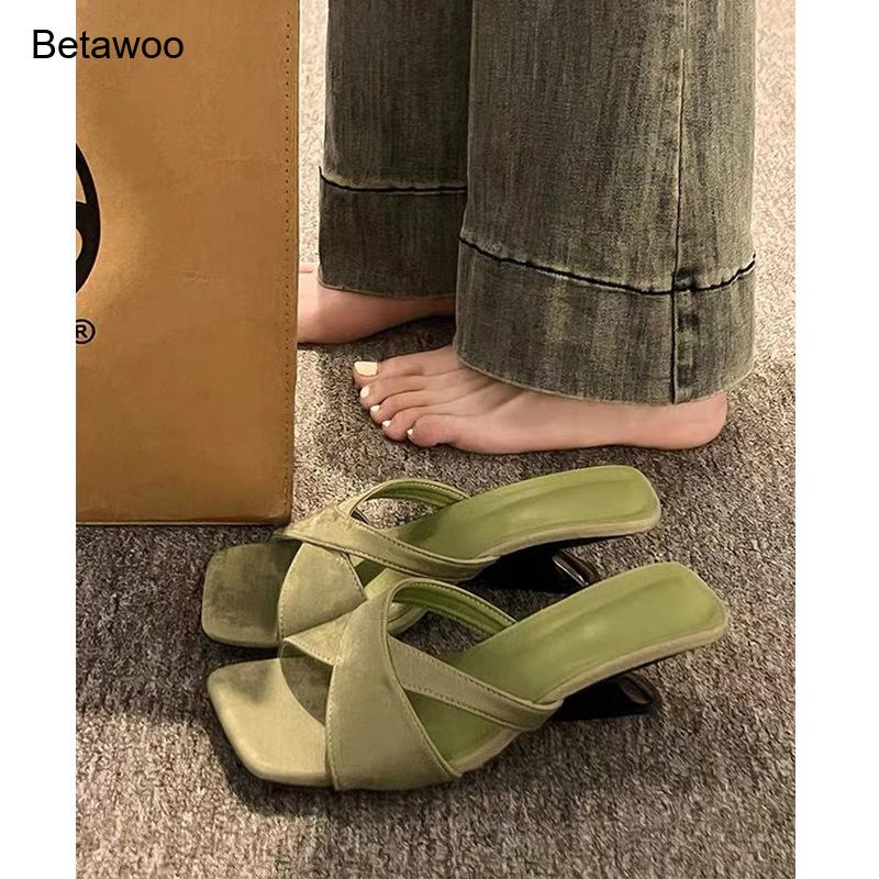 Women's Curved Block Heel Mule - đánh giá và giá Square Toe Mule