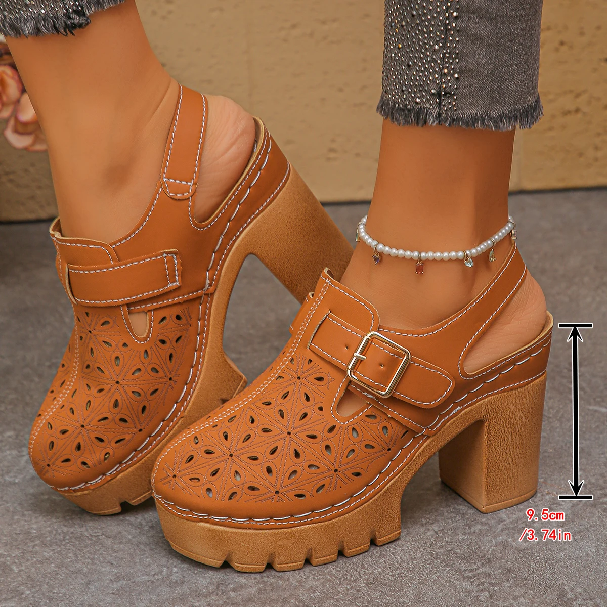 Large Size Women's Thick Heel  - đánh giá và giá Square Toe Mule