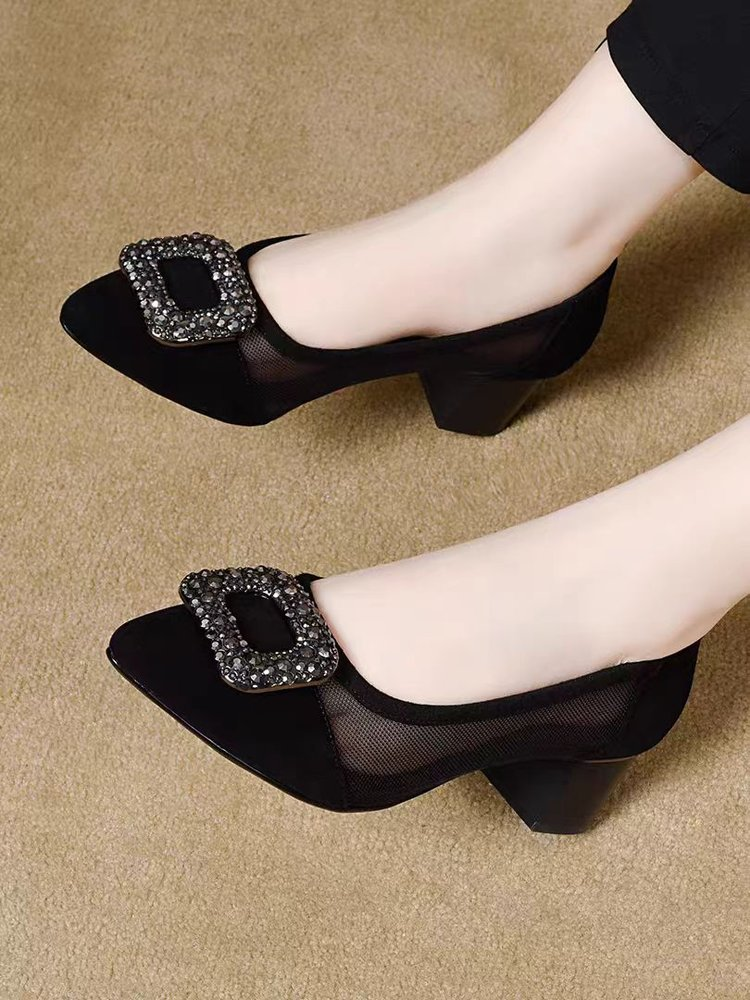 Elegant Pointed Toe Mesh Block - đánh giá và giá Slingback Pumps Women