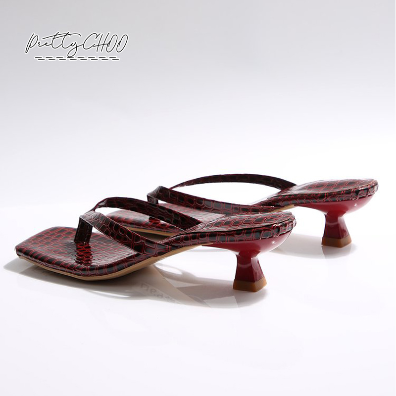 Crocodile Print Kitten Heel Fl - đánh giá và giá Square Toe Mule