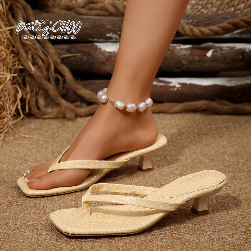 Crocodile Print Kitten Heel Fl - đánh giá và giá Square Toe Mule